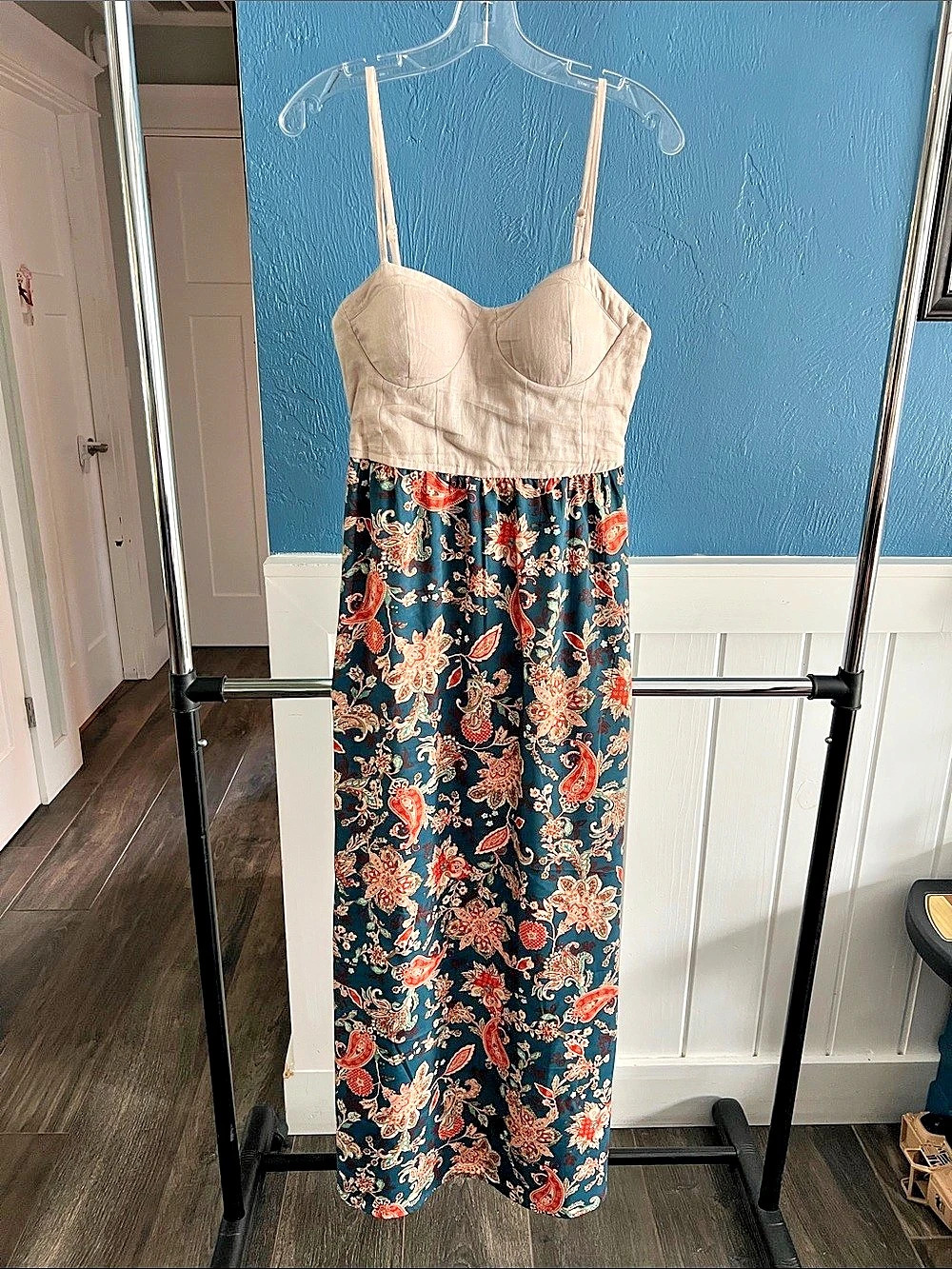 Paisley Maxi Dress in Green & Multicolor Like New